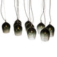 Meyda Lighting Conglomerate 44" 10-Light Pewter Pendant Light With Black To Clear Gradient Shade Glass