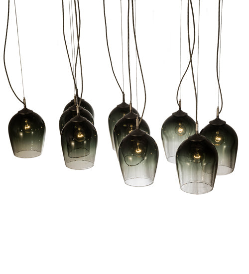 Meyda Lighting Conglomerate 44" 10-Light Pewter Pendant Light With Black To Clear Gradient Shade Glass