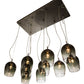 Meyda Lighting Conglomerate 44" 10-Light Pewter Pendant Light With Black To Clear Gradient Shade Glass