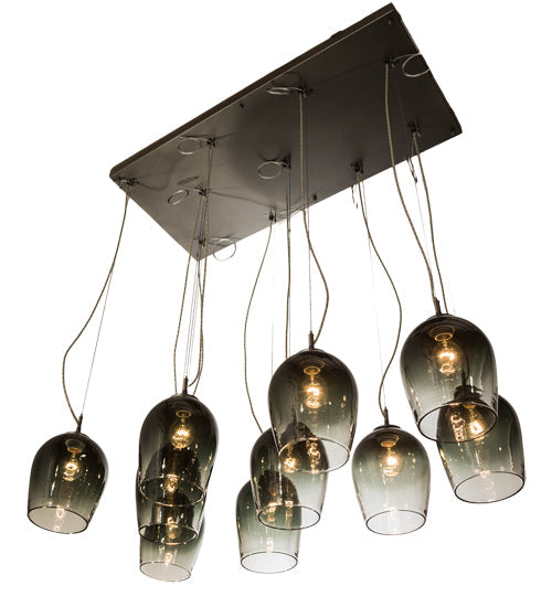 Meyda Lighting Conglomerate 44" 10-Light Pewter Pendant Light With Black To Clear Gradient Shade Glass