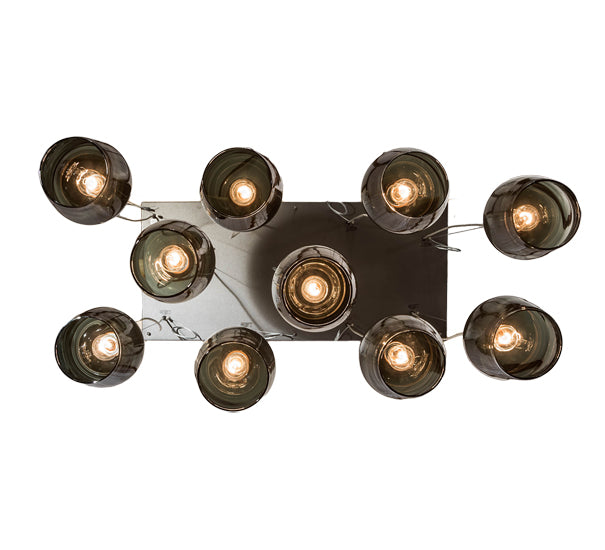 Meyda Lighting Conglomerate 44" 10-Light Pewter Pendant Light With Black To Clear Gradient Shade Glass
