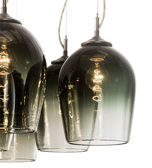 Meyda Lighting Conglomerate 44" 10-Light Pewter Pendant Light With Black To Clear Gradient Shade Glass