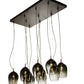 Meyda Lighting Conglomerate 44" 10-Light Pewter Pendant Light With Black To Clear Gradient Shade Glass