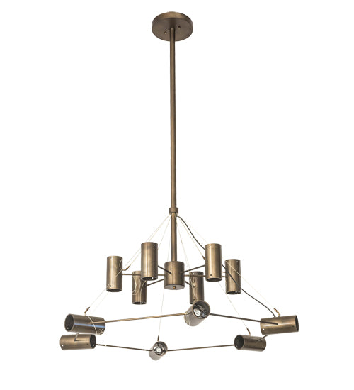 Meyda Lighting Conglomerate 80" 24-Light LED Antique Copper Chandelier With Smoke Ombre Shade Glass