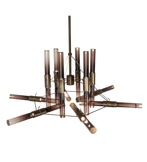 Meyda Lighting Conglomerate 80" 24-Light LED Antique Copper Chandelier With Smoke Ombre Shade Glass