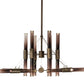 Meyda Lighting Conglomerate 80" 24-Light LED Antique Copper Chandelier With Smoke Ombre Shade Glass
