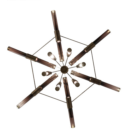 Meyda Lighting Conglomerate 80" 24-Light LED Antique Copper Chandelier With Smoke Ombre Shade Glass