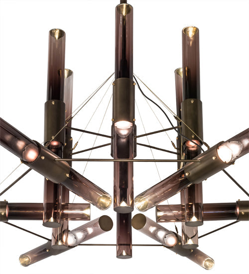 Meyda Lighting Conglomerate 80" 24-Light LED Antique Copper Chandelier With Smoke Ombre Shade Glass