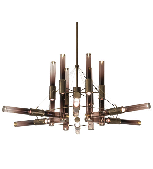 Meyda Lighting Conglomerate 80" 24-Light LED Antique Copper Chandelier With Smoke Ombre Shade Glass