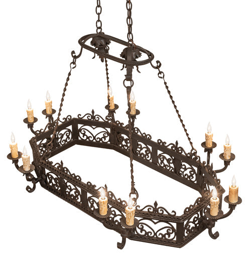 Meyda Lighting Conques 50" 12-Light Oil Rubbed Bronze Chandelier With Ivory Faux Candlelight