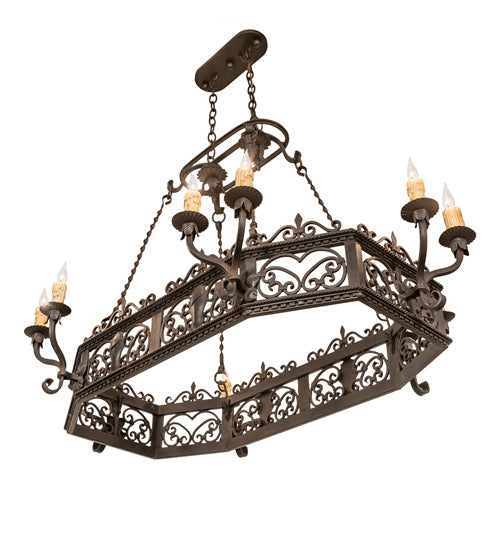 Meyda Lighting Conques 50" 12-Light Oil Rubbed Bronze Chandelier With Ivory Faux Candlelight