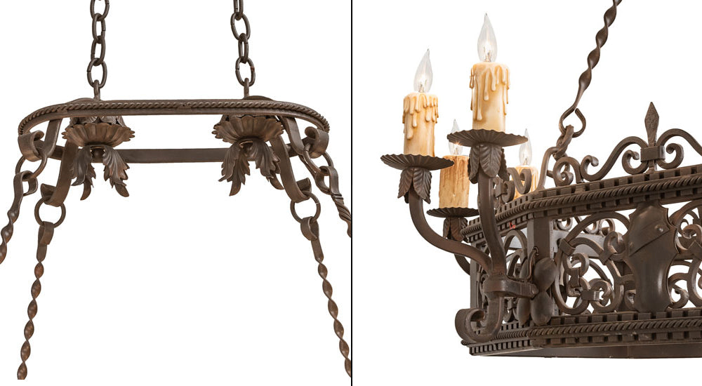 Meyda Lighting Conques 50" 12-Light Oil Rubbed Bronze Chandelier With Ivory Faux Candlelight