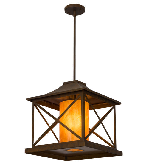 Meyda Lighting Contemplation 23" Rustic Iron Pendant Light With Ambra Siena Idalight Shade
