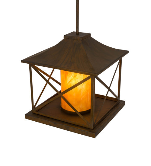 Meyda Lighting Contemplation 23" Rustic Iron Pendant Light With Ambra Siena Idalight Shade