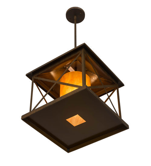 Meyda Lighting Contemplation 23" Rustic Iron Pendant Light With Ambra Siena Idalight Shade