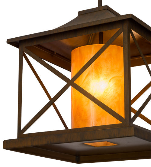 Meyda Lighting Contemplation 23" Rustic Iron Pendant Light With Ambra Siena Idalight Shade