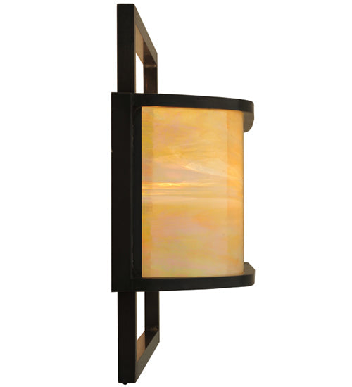 Meyda Lighting Contempo 24" 3-Light Craftsman Brown Wall Sconce With Beige Iridescent Shade Glass