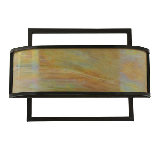 Meyda Lighting Contempo 24" 3-Light Craftsman Brown Wall Sconce With Beige Iridescent Shade Glass
