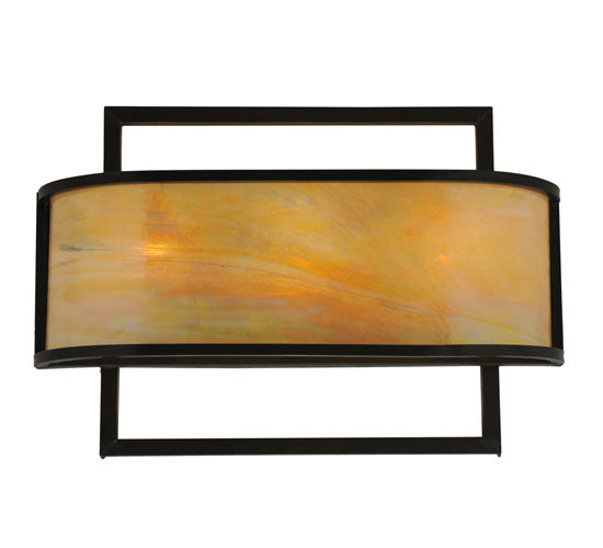 Meyda Lighting Contempo 24" 3-Light Craftsman Brown Wall Sconce With Beige Iridescent Shade Glass