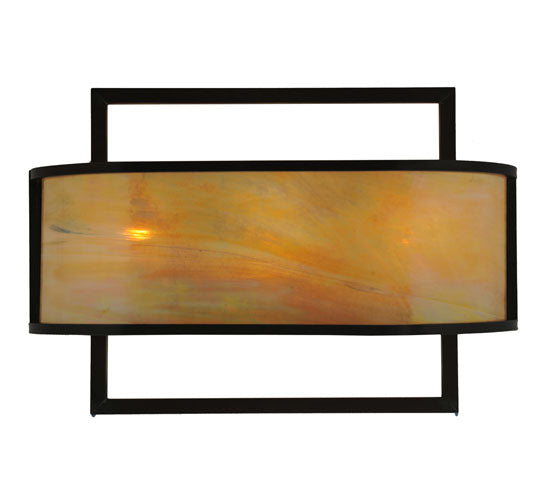 Meyda Lighting Contempo 24" 3-Light Craftsman Brown Wall Sconce With Beige Iridescent Shade Glass