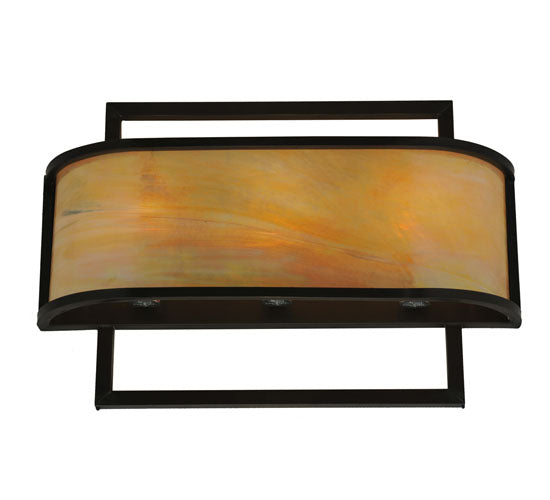 Meyda Lighting Contempo 24" 3-Light Craftsman Brown Wall Sconce With Beige Iridescent Shade Glass