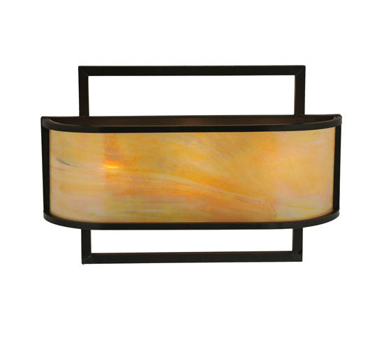 Meyda Lighting Contempo 24" 3-Light Craftsman Brown Wall Sconce With Beige Iridescent Shade Glass