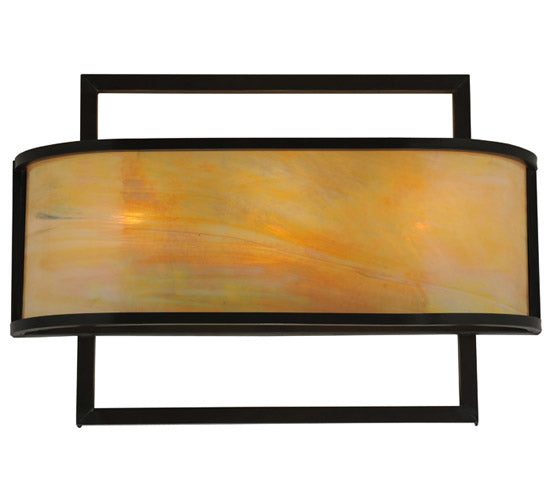 Meyda Lighting Contempo 24" 3-Light Craftsman Brown Wall Sconce With Beige Iridescent Shade Glass