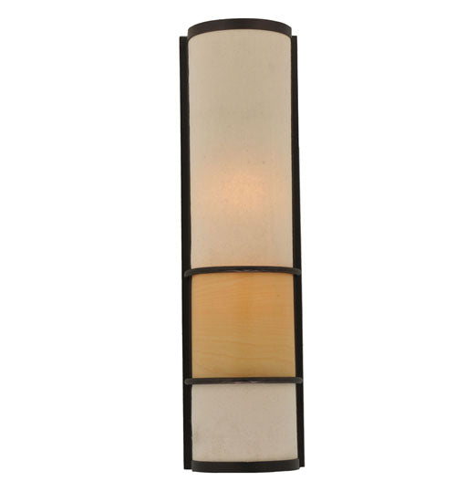 Meyda Lighting Contempo 7" 2-Light Mahogany Bronze Wall Sconce With Beige Shade
