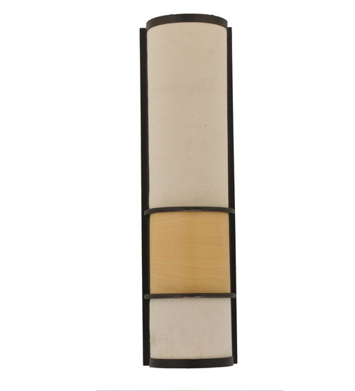 Meyda Lighting Contempo 7" 2-Light Mahogany Bronze Wall Sconce With Beige Shade