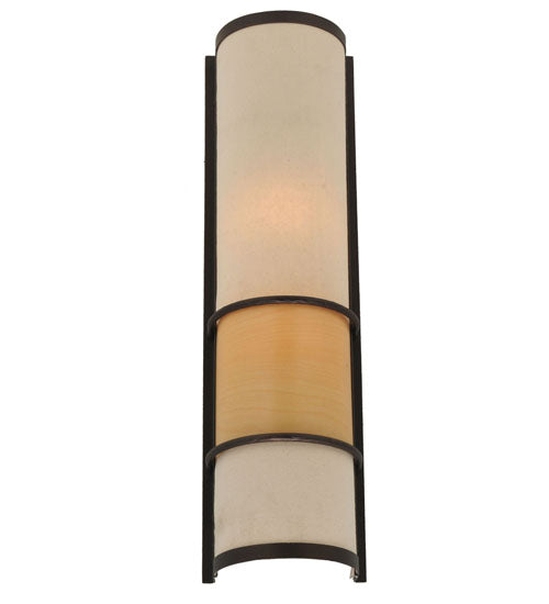 Meyda Lighting Contempo 7" 2-Light Mahogany Bronze Wall Sconce With Beige Shade