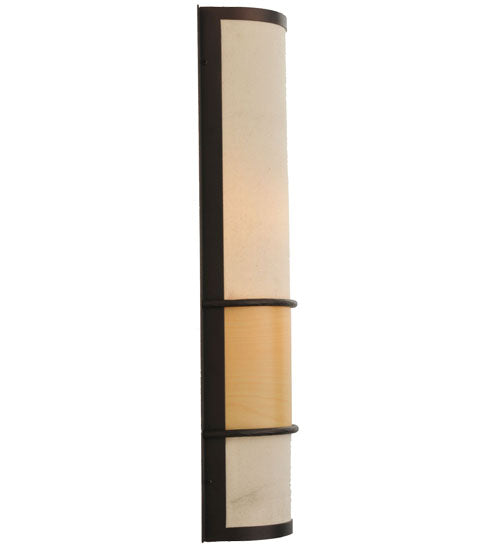 Meyda Lighting Contempo 7" 2-Light Mahogany Bronze Wall Sconce With Beige Shade