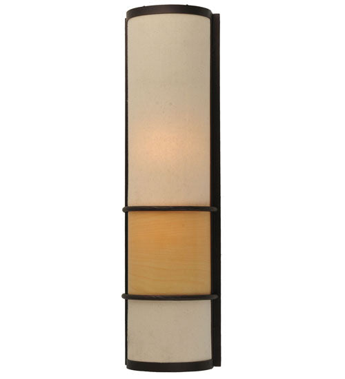 Meyda Lighting Contempo 7" 2-Light Mahogany Bronze Wall Sconce With Beige Shade