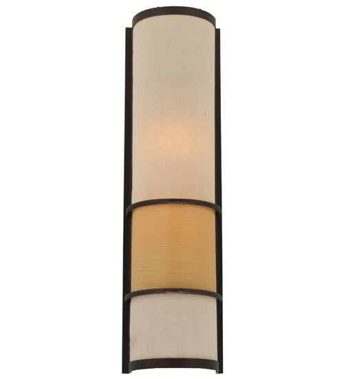 Meyda Lighting Contempo 7" 2-Light Mahogany Bronze Wall Sconce With Beige Shade