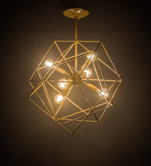 Meyda Lighting Conundrum 19" 6-Light Champagne Metallic Pendant Light With Gold Shade
