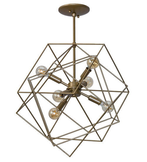 Meyda Lighting Conundrum 19" 6-Light Champagne Metallic Pendant Light With Gold Shade