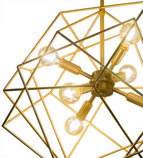 Meyda Lighting Conundrum 19" 6-Light Champagne Metallic Pendant Light With Gold Shade