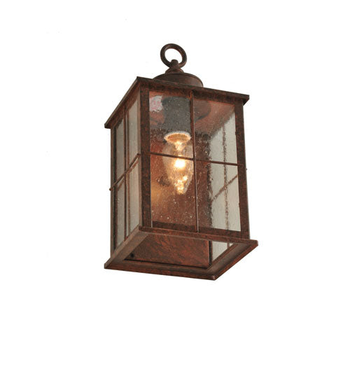 Meyda Lighting Coolidge 7" Antique Rust Wall Sconce With Clear Seeded Lantern Shade Glass