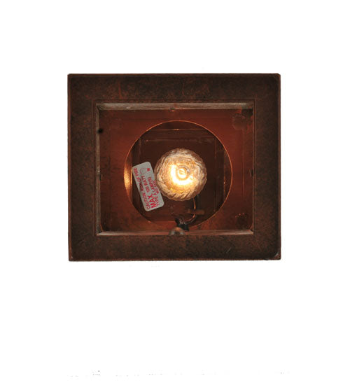 Meyda Lighting Coolidge 7" Antique Rust Wall Sconce With Clear Seeded Lantern Shade Glass