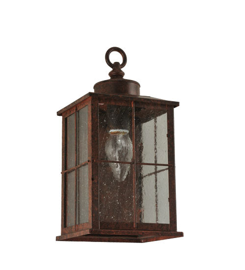 Meyda Lighting Coolidge 7" Antique Rust Wall Sconce With Clear Seeded Lantern Shade Glass