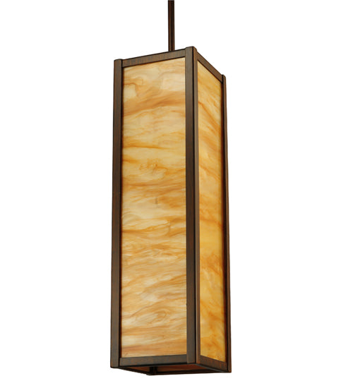 Meyda Lighting Cooper 7" Rustic Iron Mini Pendant Light With Ambra Siena Idalight Shade