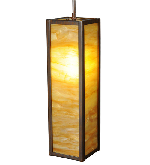 Meyda Lighting Cooper 7" Rustic Iron Mini Pendant Light With Ambra Siena Idalight Shade