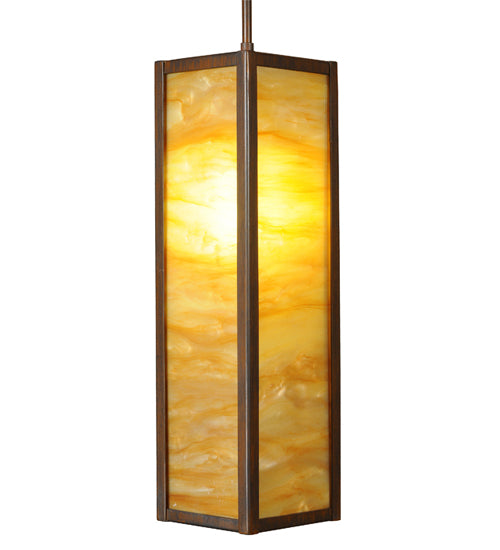 Meyda Lighting Cooper 7" Rustic Iron Mini Pendant Light With Ambra Siena Idalight Shade