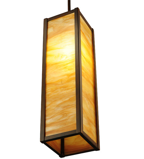 Meyda Lighting Cooper 7" Rustic Iron Mini Pendant Light With Ambra Siena Idalight Shade