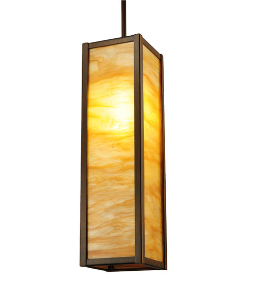 Meyda Lighting Cooper 7" Rustic Iron Mini Pendant Light With Ambra Siena Idalight Shade
