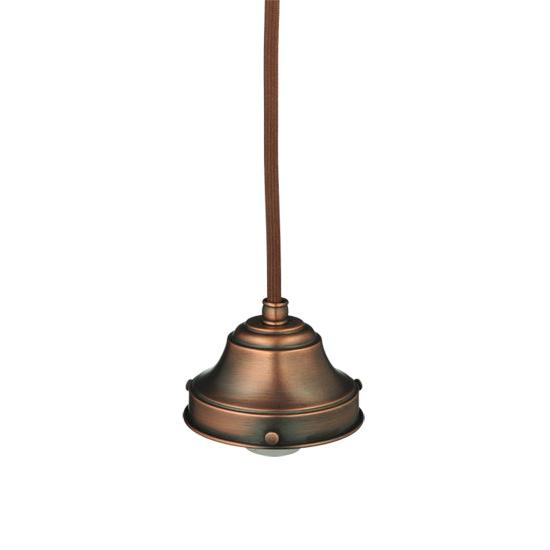 Meyda Lighting Copper Cloth Covered Paddle Socket Hanger Pendant Light With 4" Burnished Copper Fitter