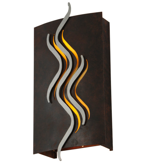 Meyda Lighting Copperwynd 12" 2-Light Cajun Spice Wall Sconce With Tawnyrock Idalight Shade Glass