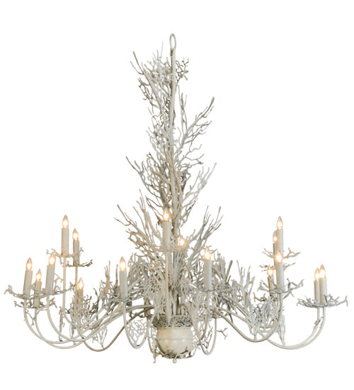 Meyda Lighting Coral 72" 18-Light Beige Hammer Chandelier With White Faux Candlelight