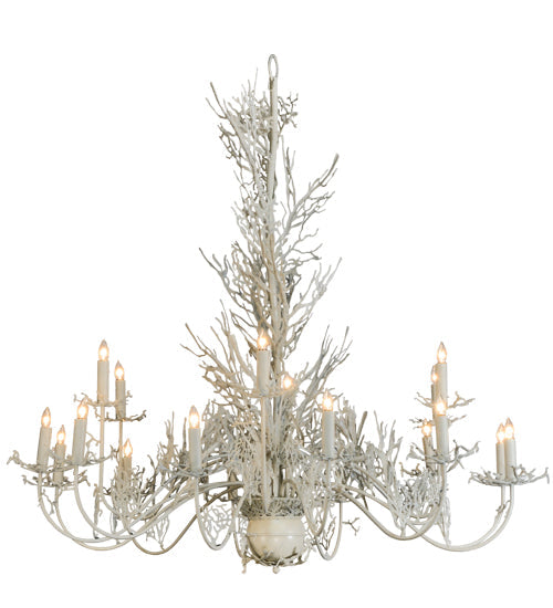 Meyda Lighting Coral 72" 18-Light Beige Hammer Chandelier With White Faux Candlelight