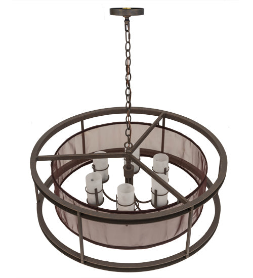 Meyda Lighting Cordoba 36" 6-Light Gilded Tobacco Pendant Light With Frosted Shade Glass