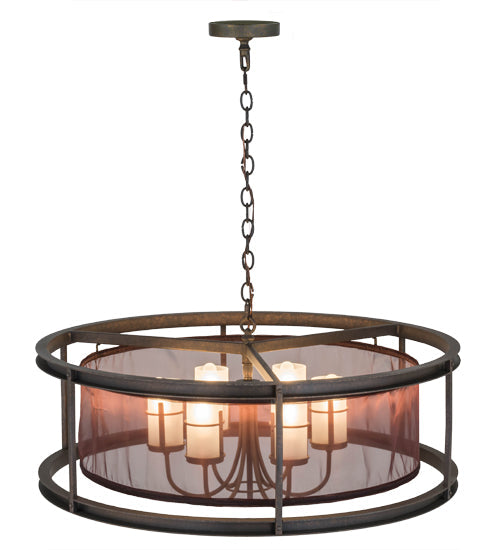 Meyda Lighting Cordoba 36" 6-Light Gilded Tobacco Pendant Light With Frosted Shade Glass